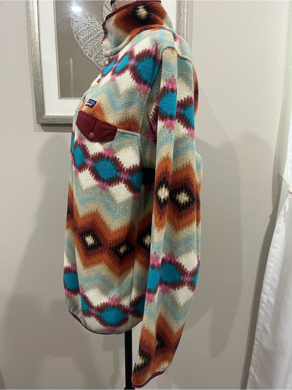 Patagonia Synchilla Snap T Pullover Timber Twist Cinder Red Aztec Women's Large - Picture 3 of 8